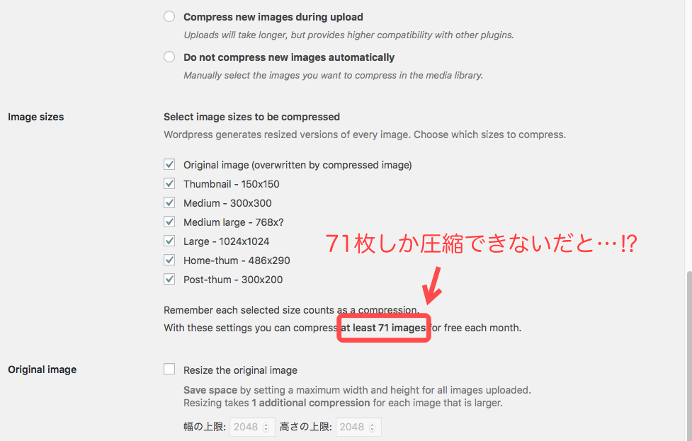 Compress JPEG ＆ PNG imagesのエラーの原因,設定を確認